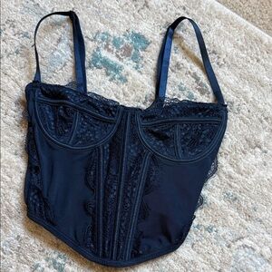 Elegant Royal Blue Lace Corset